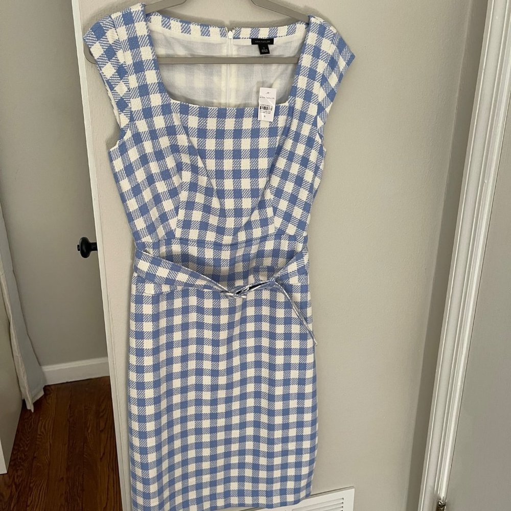 NWT Ann Taylor Gingham Blue Dress, 6